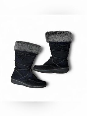 Y2K grunge American eagle fur boots with bow🩶